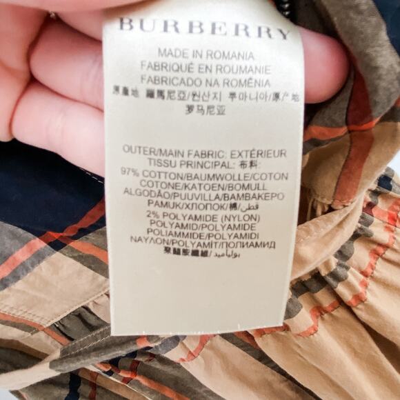 Burberry Dress Shirt Plaid Classic Nova Check Tan Brown US 2 Summer Print Black - Picture 13 of 14